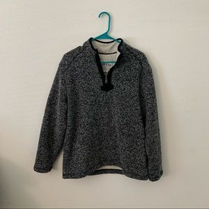 Mens Orvis long sleeve grey and black sherpa sweater half zipped pullover